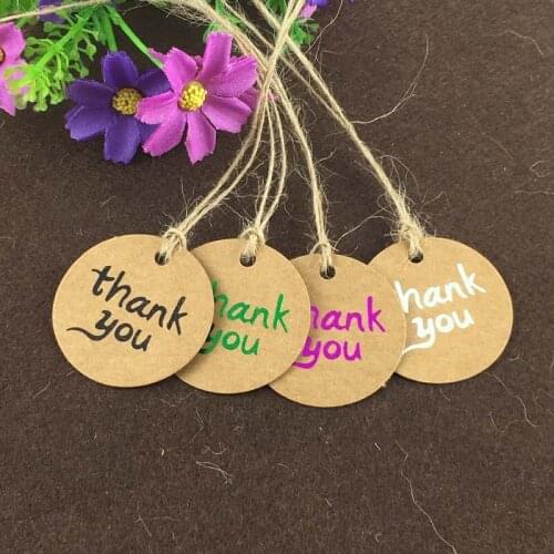 Kraft Hot stamping"Thank You"Tags DIY Gift Tags for Handmade Gift/cake/garment/box 1Lot=200PCSThank YouTags+200PCS Hemp Strings