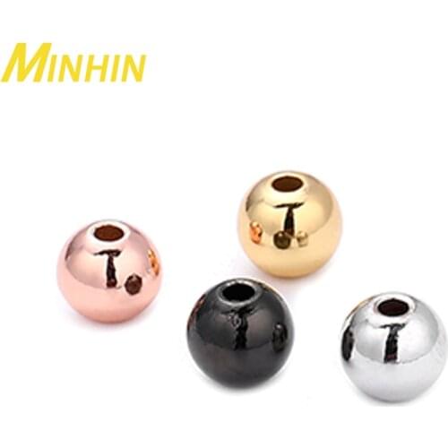 MINHIN 30/50pcs 3/4/5/6mm Round Copper Beads Plated Space Loose Ball Beads Fit Women Bracelet Beads DIY Jewelry Making Wholesale