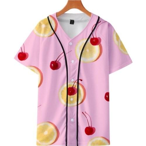 Summer thin cardigan baseball uniform Fruit fruit surrounding trend personality casual 3D thin short sleeve baseball uniform