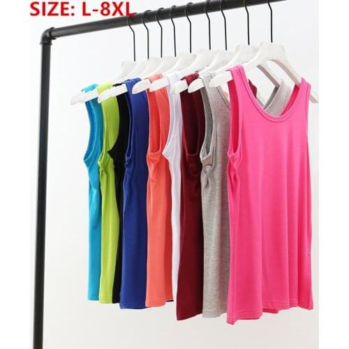 6XL 7XL 8XL Summer Top Underwear Women Tank Shirt Sexy Modal Black White Sleeveless Plus Size Camis Vest Girl Undershirt Verano