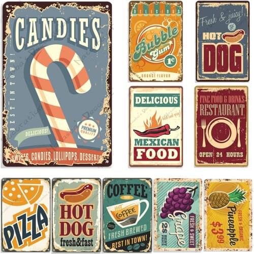 Food Metal Tin Sign Kitchen Vintage Poster Club Pub Bar Home Restaurant Wall Decor Signs Beautiful Decorative plate Metal Plaque