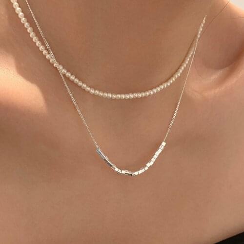 Trendy Geometric Pendant Necklaces For Women Girls Elegant Simple Square Beads Pendant Necklace Fashion Jewelry Gifts