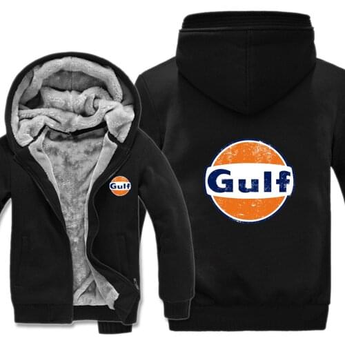 Winter Gulf Logo Hoodies Men Fashion Coat Wool Jacket Man Sweatshirts Warm Hoody Long Sleeve Coat