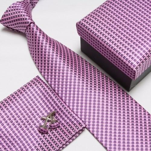 2019 mens fashion high quality grip neck tie set neckties cufflinks silk ties tower cuff links cravat pocket handkerchief 16