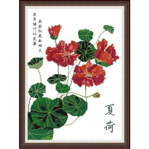 Summer lotus cross stitch kit aida 14ct 11ct count printed canvas stitches embroidery DIY handmade needlework