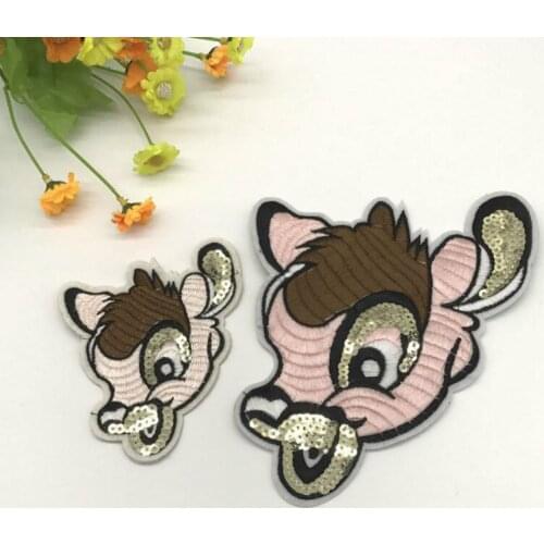 50pcs/Lot Embroidery Patches Letters Clothing Decoration Accessories Animal Beads Big Deer Diy Iron Heat Transfer Applique