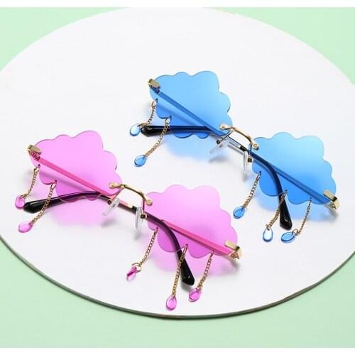 New 2020 Vintage Clouds Tassel Steampunk Sunglasses Fashion Rimless Driving Glasses Women Men Frameless Punk Glasses Shades