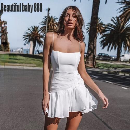 2020New autumn hot pure lace up Sexy bodycon Pleated dress Women White black off shoulder Ruffles Female Dress party night dress