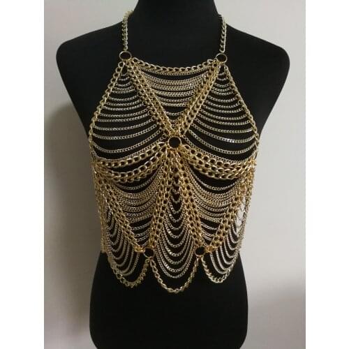 New Style WRB946 Fashion Women Gold Color Chains Unique Harness Triangle Neck Body Chains Jewelry 3 Colors