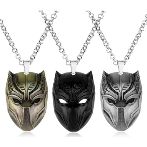 The Avenger Infinity War Superhero Blacked Panther Mask Necklace for Man Pendant Choker Jewellery Necklaces for Teen