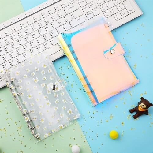 Transparent A6 Binder Pocket with Notebook Cover Daisy PVC Budget Binder Hand Ledger Loose-leaf Book Office School Supplies
