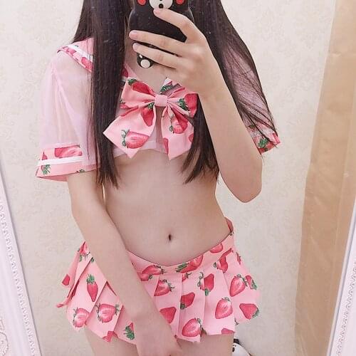 Sexy Students School Girl Costumes Sailor Uniform Kwaii Transparent Lolita Bra T-Pant Erotic Underwear Sleepwear Naughty Outfits