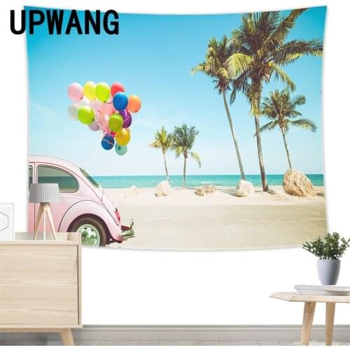 Beach Coconut Tree Tapestry Wall Hanging Sandy Beach Picnic Rug Camping Tent Sleeping Pad Home Decor Bedspread Sheet Wall Cloth