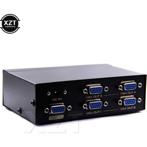 PZ 1pcs Professional 350mhz Video Switch Splitter 2 Port VGA SVGA Video HD Signal Amplifier Splitter Sharing Box for PC