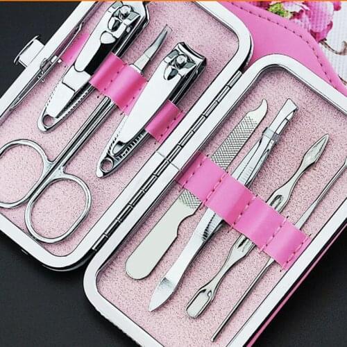 Drop Shipping 1Set=7Pcs Nail Clipper Kit Nail Care Set Pedicure Scissor Tweezer Knife Ear pick Utility Manicure Set Tools