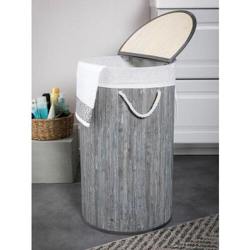 Foldable Bamboo Storage Basket Circle Handmade Laundry Straw Patchwork Seagrass Wickerwork Pot Large Capacity Children Clothes