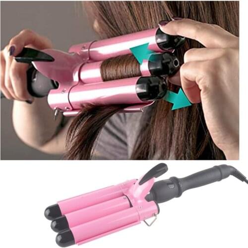 Three-tube Curling Iron With LCD Temperature Display Adjustable Extra-long Wire Curling Iron Cold Spray Technology Ceramic