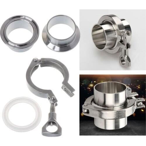 Stainless Steel Tri-clamp SUS304 Sanitary Pipe Weld Ferrule Silicone Gasket Set Adjustable Tri Clamp 2019