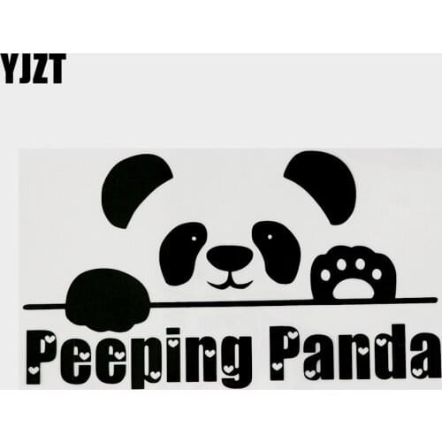 YJZT 16.6CM×9.4CM Cute Peeping Panda Vinyl Car Window Sticker Decals Black/Silver 13F-0117
