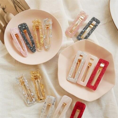 New Ins Fashion 62 Colors Acetate Hair Clip Gold Flakes Glitter Geometric Women Hair Accessories Clips Korean Barrette For Girls