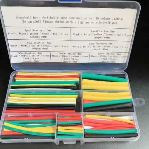 140pcs heat shrinkable pipe insulation shrinkable pipe classification electronic polyolefin wire sleeve combination