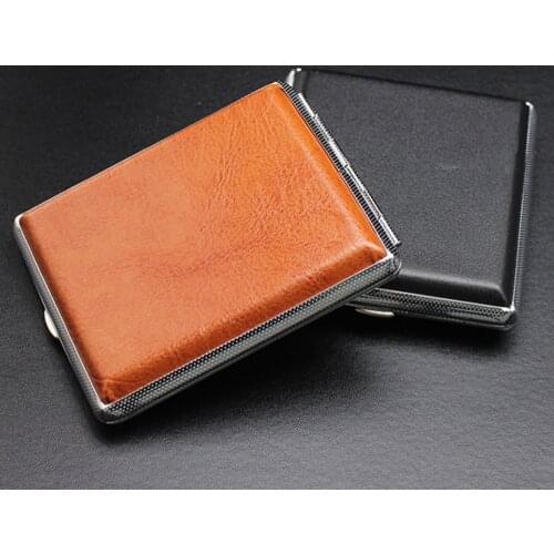 2pcs Metal Cigarette Case 20 Pack Clamshell Open Cigarette Storage Box Container Sleeve Pocket Tobacco Pouch Lighter Holds