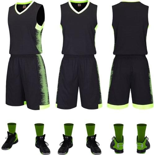 2019 New High Quality Men Basketball Set Uniforms Kits Sports Clothes Basketball Jerseys College Tracksuits DIY Customized
