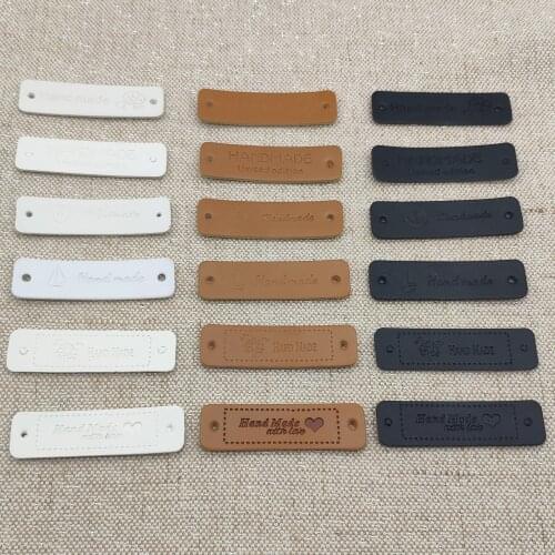 24Pcs Stock Leather Handmade Label For Clothes Hand Made Labels For Leather Handwork Sewing Tags Handmade Tag With Love