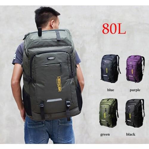 50L 80L Reflective Hiking Sports Unisex Camping Trekking Travel Backpacks Waterproof Outdoor Bag Climbing Rucksack For Men Women