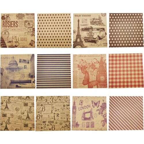 60/120/180 Sheets/set Square Vintage Craft Paper Double-side Kraft Handmade Paper Kids DIY Folding Paper Scrapbook Decoration