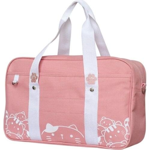 Anime Kawaii Japanese Style Cat JK Uniform Handbag Women Lolita Cosplay School Girls Canvas Messenger Crossbody Shoulder Bags