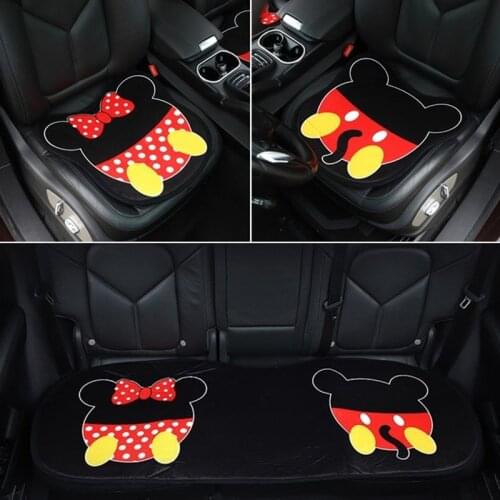 Car Cushion Cartoon Mouse Universal Lovely Single Cushion Cute Plush Warmth Three-piece Rear Seat