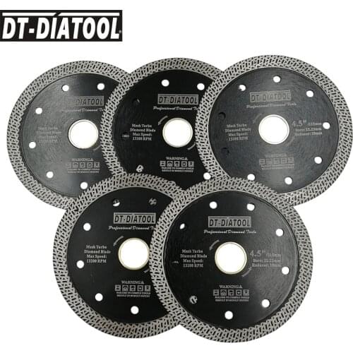 DT-DIATOOL 5pcs 105mm/4" 115mm/4.5" 125mm/5" Hot pressed Sintered Mesh Turbo Diamond Saw Blade Ceramic Tile Marble Cutting Disc