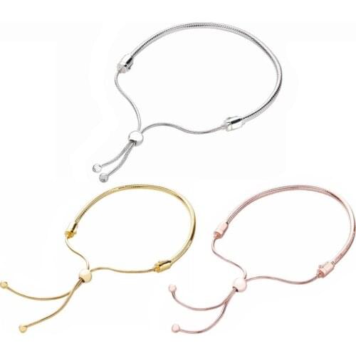 100% 925 Sterling silver Fit 1:1 shrink Pan bracelet charm beads with simple style wear good-looking