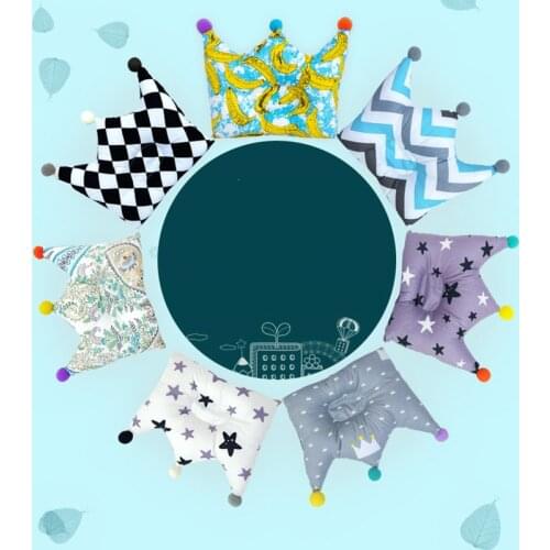 Baby Shaping Pillow Head Protection Pillow Soft Breathable Cotton Cartoon Pattern Aid Baby Pillows Crown Shaped Multifunction