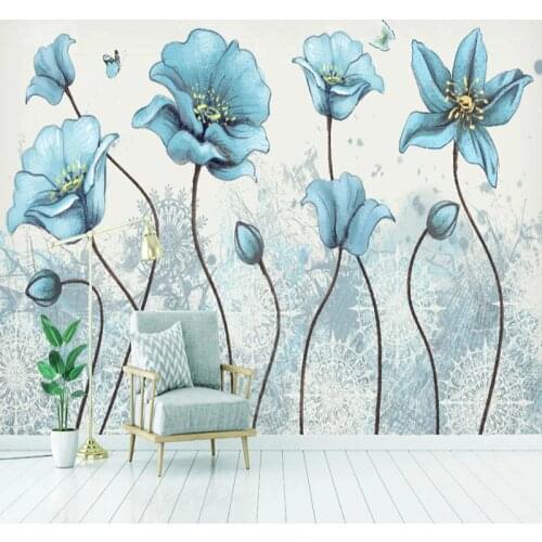 Custom Any Size Mural Wallpaper 3D Retro Hand Painted Flowers And Birds Painting Living Room TV Sofa Home Decor Papel De Parede