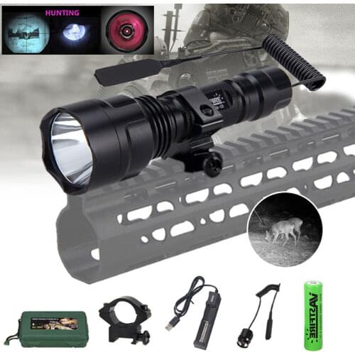 850nm Infrared IR Night Vision LED Flashlight+Pressure Switch+ Mount+18650 Battery+Charger