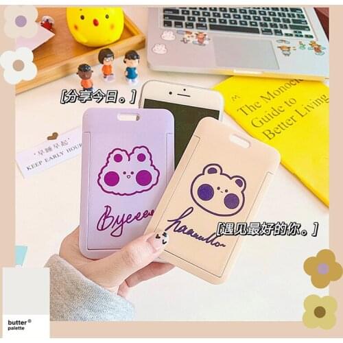 Ins Style Student Bus Card Cover Sliding Protective Cover Access Keychain Creative Campus Cute Meal Card Cover