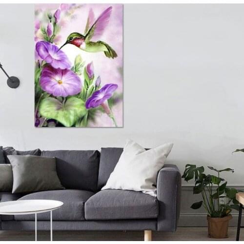 Hummingbird 5D DIY Round Diamond Painting Embroidery Drill Needlework Cross Craft Stitch Kit Home Decor E56C