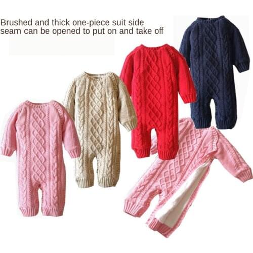 Autumn Winter Cotton Baby Rompers Line Baby Crawl Dress Plus Velvet Baby Jumpsuit Crawl Clothing Childrens Sweater Baby Clothes