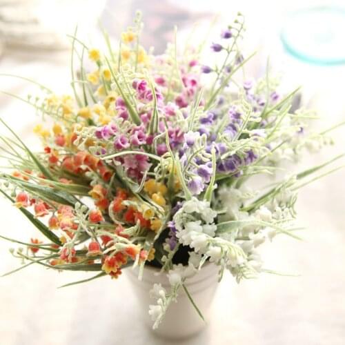 Creative Small Fresh Hanging Bell With Grass Fake Flowers Beauty Fresh Wedding Home Decor Potted Accessories Artificial Flowers