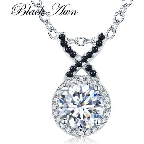 Cute 925 Sterling Silver Fine Jewelry Trendy Engagement Halo Necklaces & Pendants for Women Bijoux En Argent 925 P040