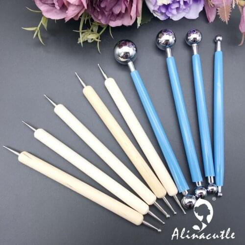 Double Headed Modelling Ball Carving Tools Set Stainless Steel Pill Bar Shape Smooth Polymer Clay Shaping Stick