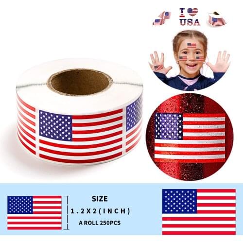 250 Small American Flag Stickers on A Roll Patriotic Stickers for Laptop Travel Luggage Cool Funny Sticker Kids Toys Sticker
