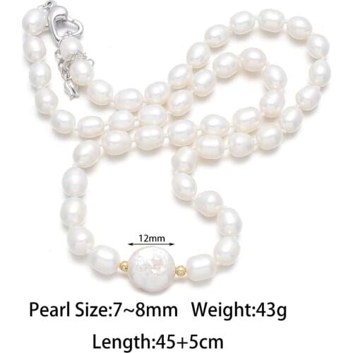 Natural Freshwater Irregular Pearl 7-8 Mm Necklace For Elegant Women Wedding Dress Gift