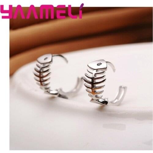 New Fashion Fish Bones Jewelry Earring Buckle 925 Sterling Silver Female Temperament Ear Buckle Earrings Big Sale