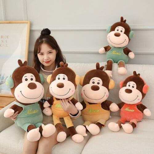 50/65/80CM Cartoon Cute Plush Monkey Doll Pillow Toy Super Soft Stuffed Animal Toy Cushion For Kids Sleeping Birthday Gifts