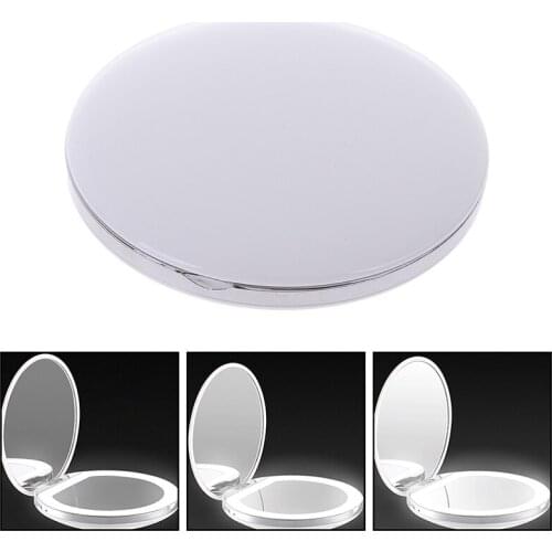 L27 Travel Portable Lighting Magnifying Mirror New Foldable LED Light Mini Makeup Mirror Compact Pocket Face Lip Cosmetic Mirror
