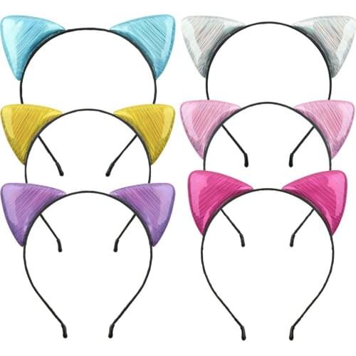 Fashion headband cat ears cartoon cute PU cat ear headband children party hair accessories