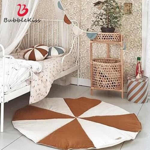 Bubble Kiss Round Carpet Cotton Childrens Room Rug Soft Crawling Mat Home Bedroom Area Rugs Two-Color Windmill Pattern Carpets